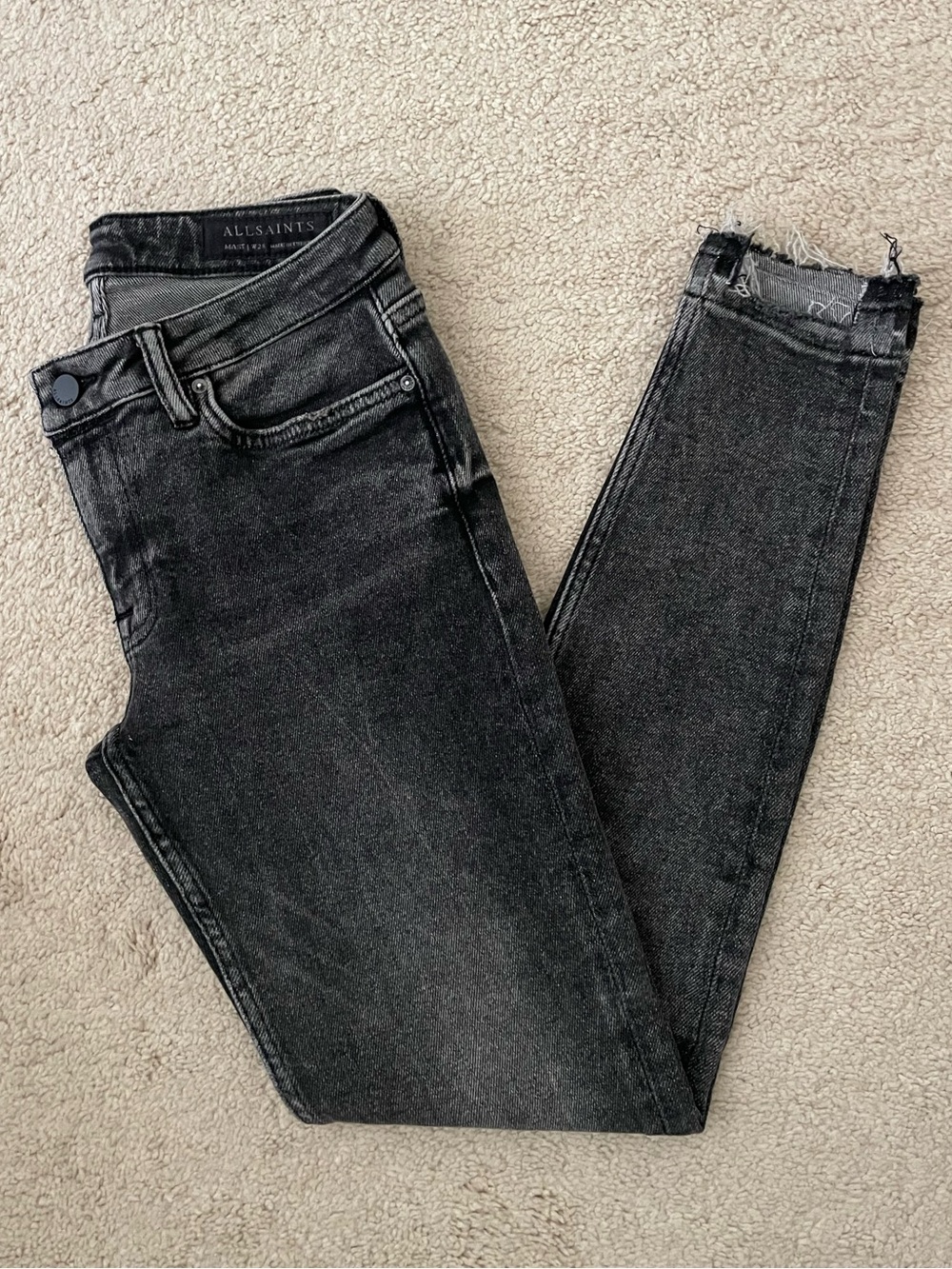 All Saints Mast Skinny Jeans with Raw Hem